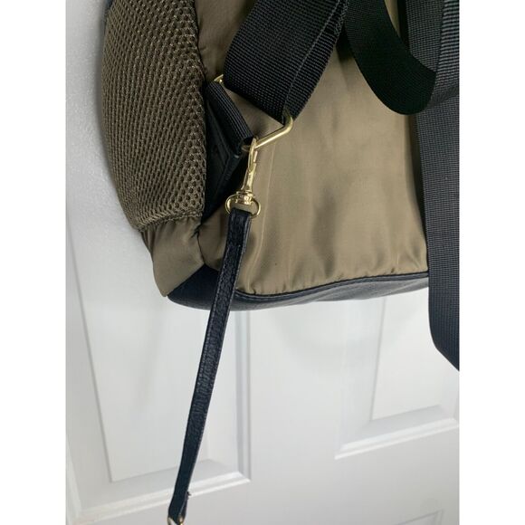 Madden Girl Olive Green Backpack With Mesh Pockets & Leather Trim - Picture 8 of 9